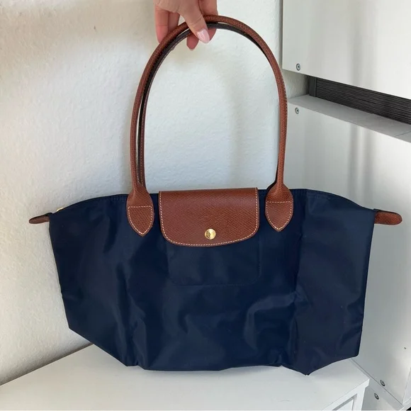 Longchamp Le Pliage Original Large Nylon Tote Bag in Navy Blue, New Without Tag - Picture 4 of 10
